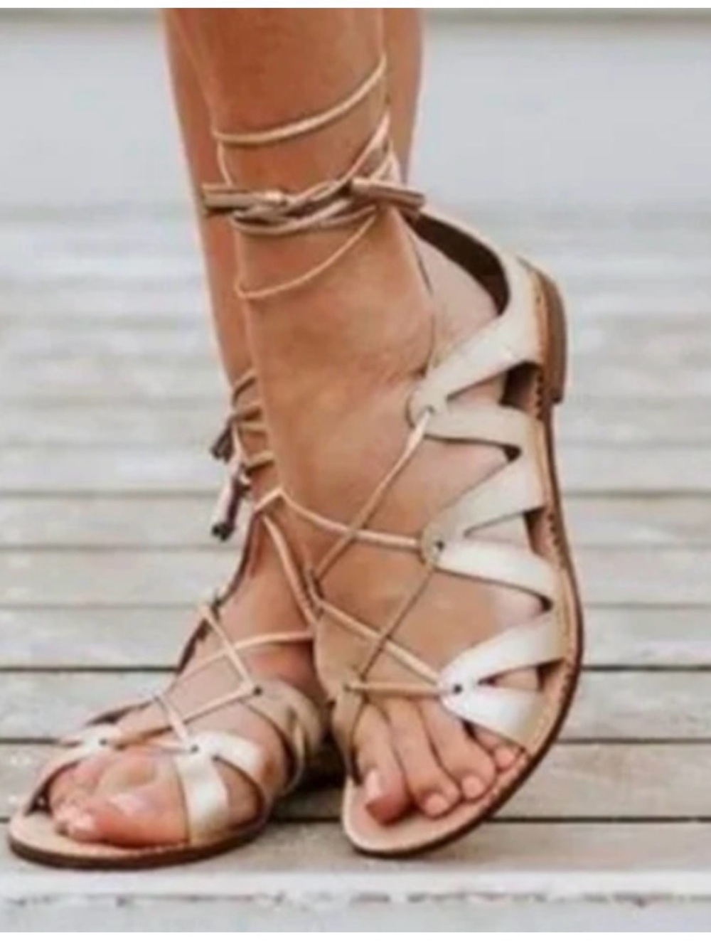Lilly Pulitzer Fit To Be Tied Gladiator Sandals Metallic Gold Women Sz 7